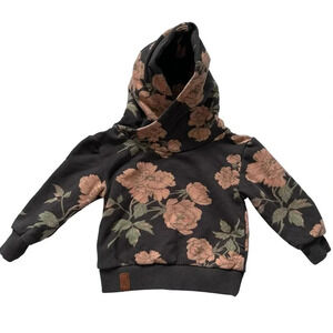 AMPERSAND AVE Kids Floral Hoodie - Black and Tan